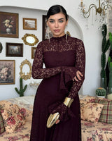 Amelia Floral Lace Maxi Dress - Purple - front view