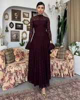 Amelia Floral Lace Maxi Dress - Purple - front view