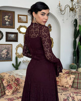 Amelia Floral Lace Maxi Dress - Purple - back view