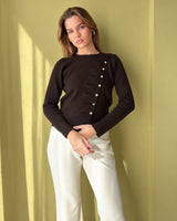 Asymmetric Classy Top - Brown - front view