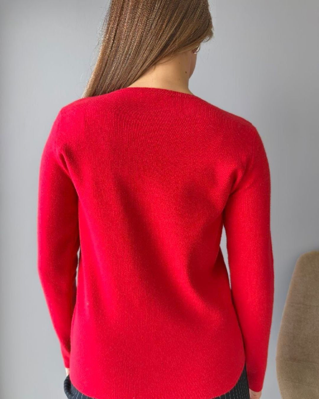 Asymmetric Classy Top - Red - back view