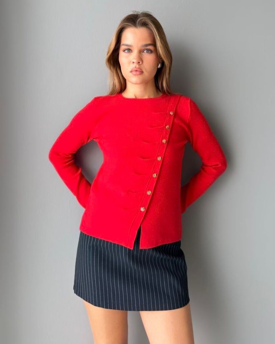 Asymmetric Classy Top - Red - front view