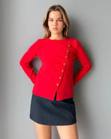 Asymmetric Classy Top - Red - front view