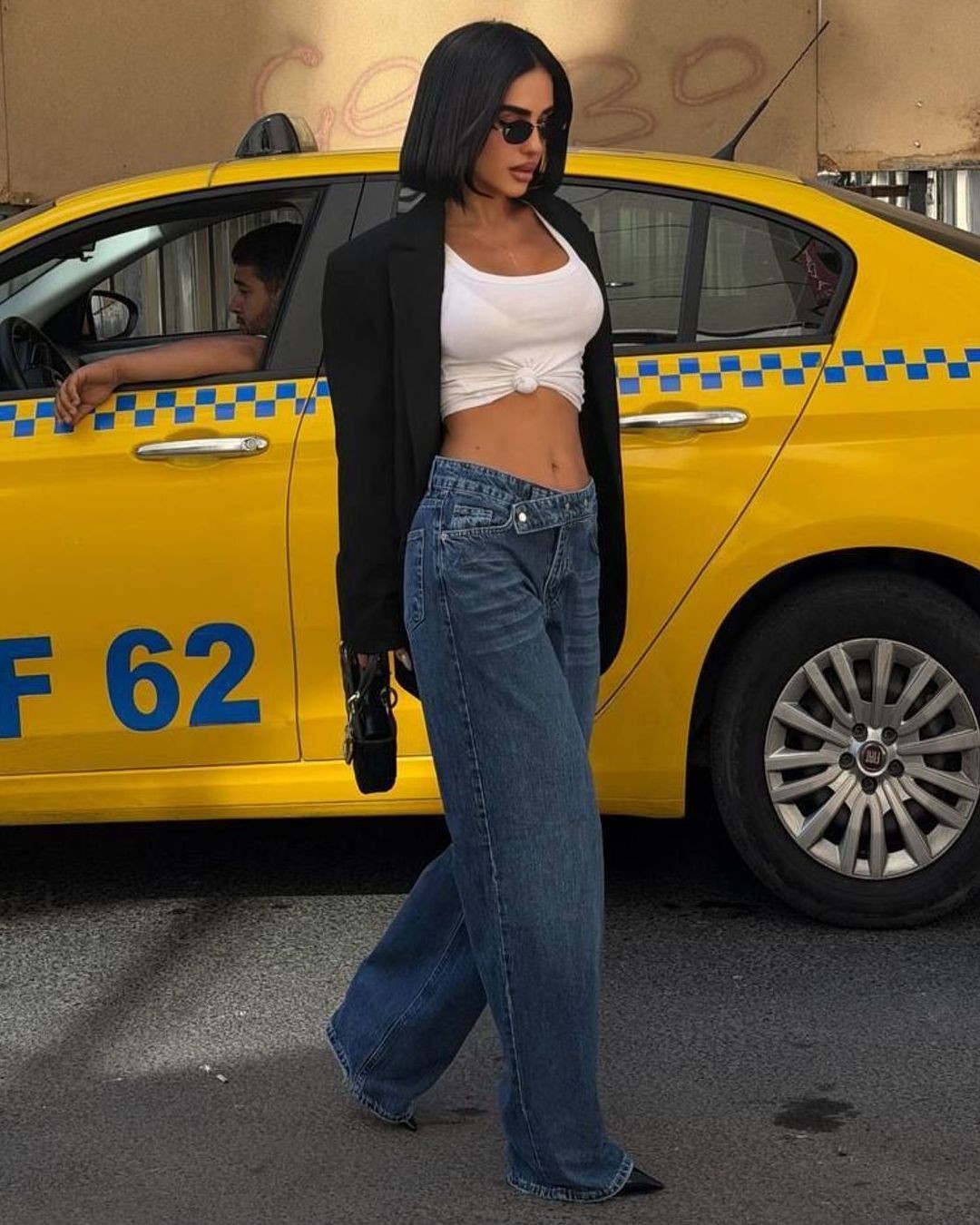 Asymmetric Waist Jeans