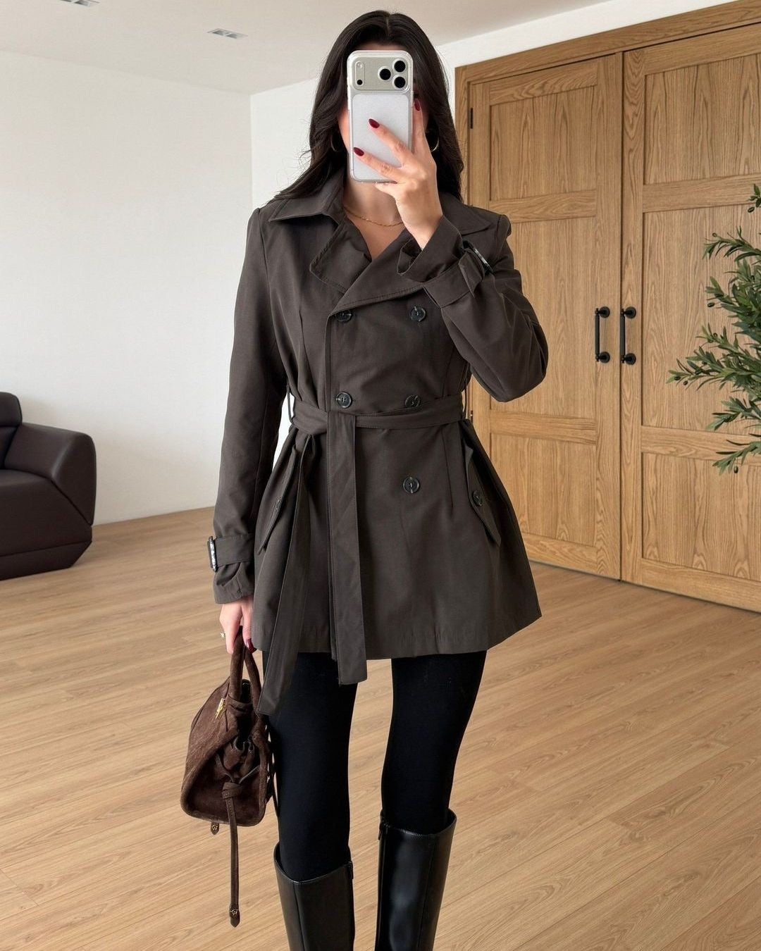 Blazer + Belt - Brown - front view