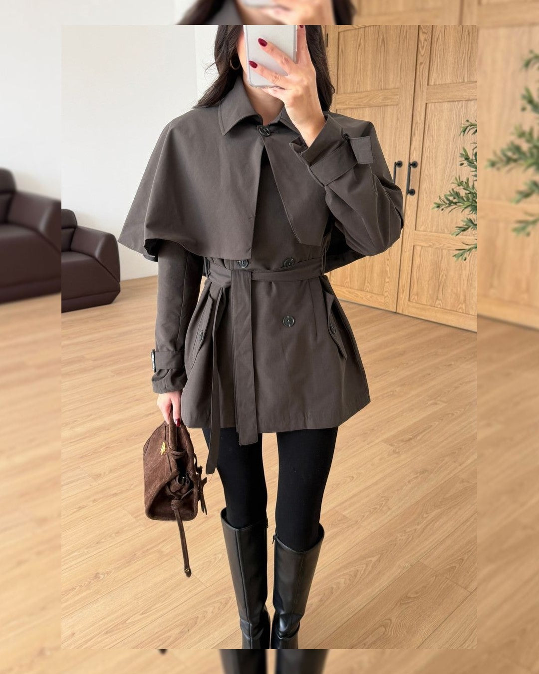 Blazer + Belt - Brown - front view