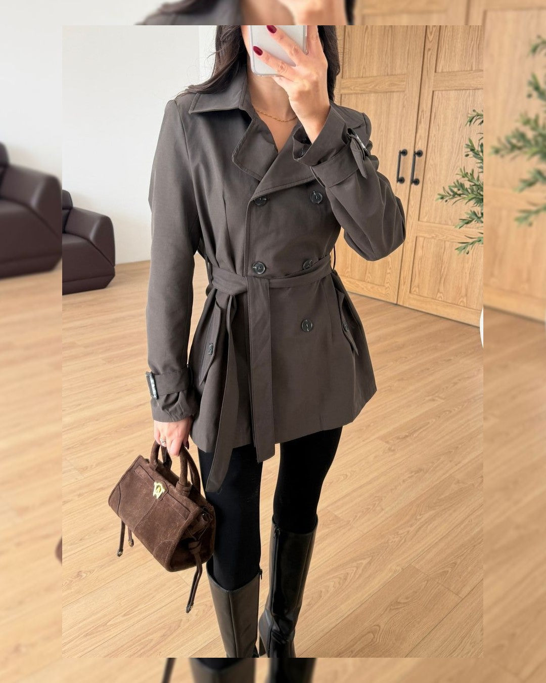 Blazer + Belt - Brown - front view