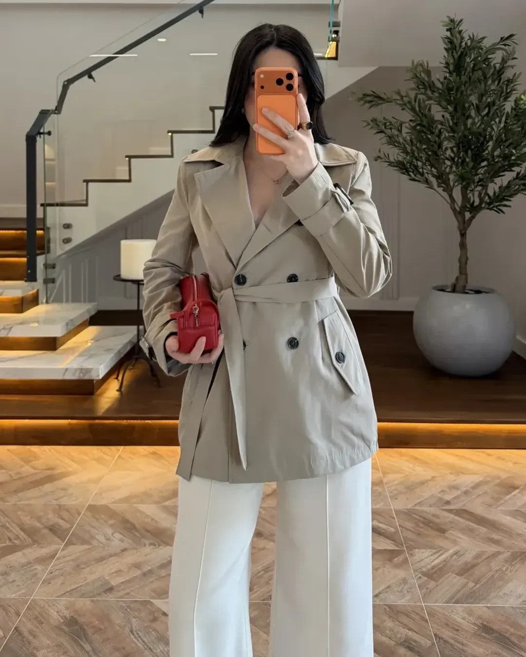 Blazer + Belt - Beige - front view