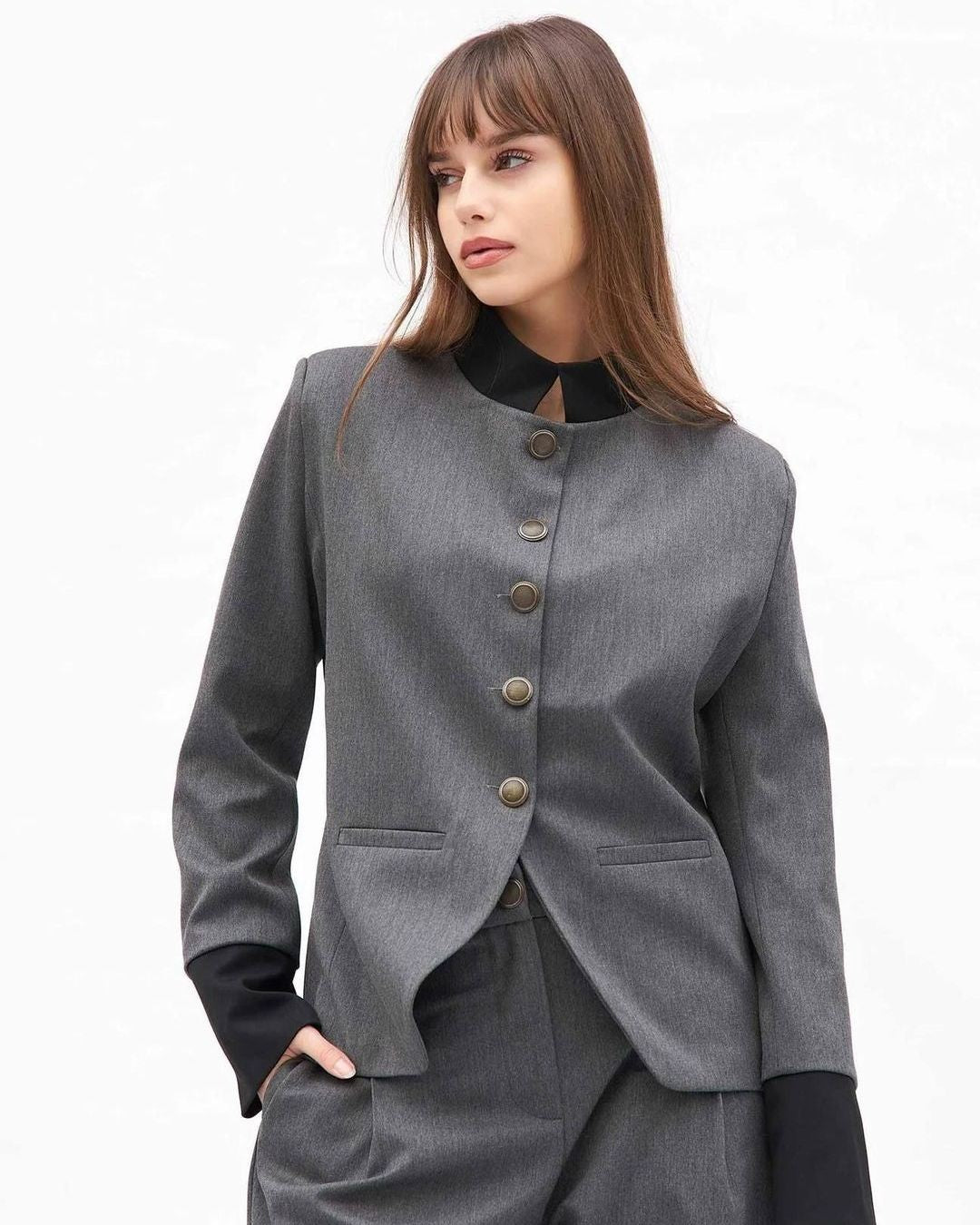 Blazer - Dark Grey - three-quarter view