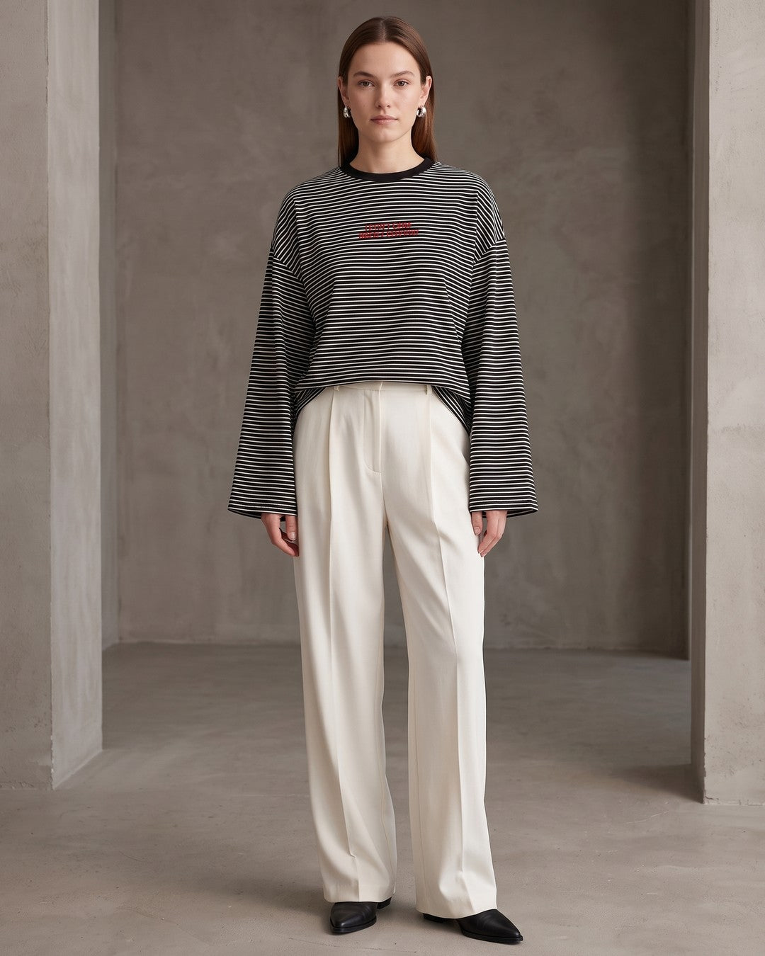 Breton Stripe Long Sleeve - Black - front view