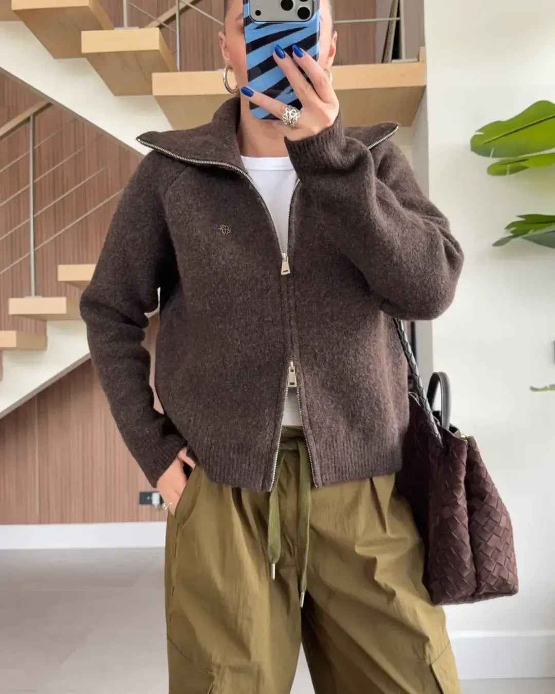 Cardigan - Brown - front view