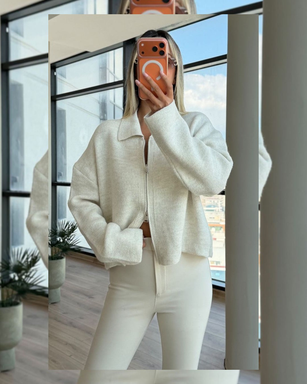 Cardigan - Off White - front view