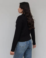 Cardigan - Black - three-quarter view
