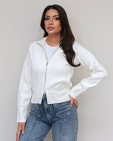 Cardigan - White - front view
