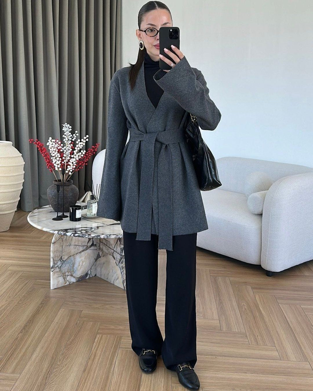 Cardigan - Dark Grey - front view