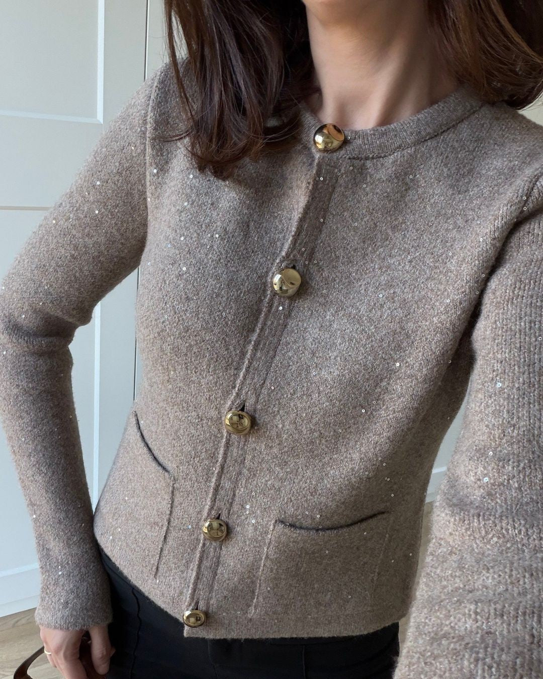Cardigan - Beige - front view