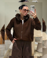 Fall Fur Cardigan - Brown - front view