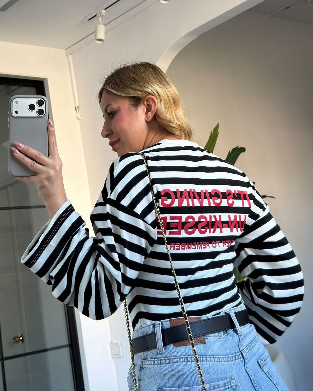 Casual Day Stripe Tee - Black - back view
