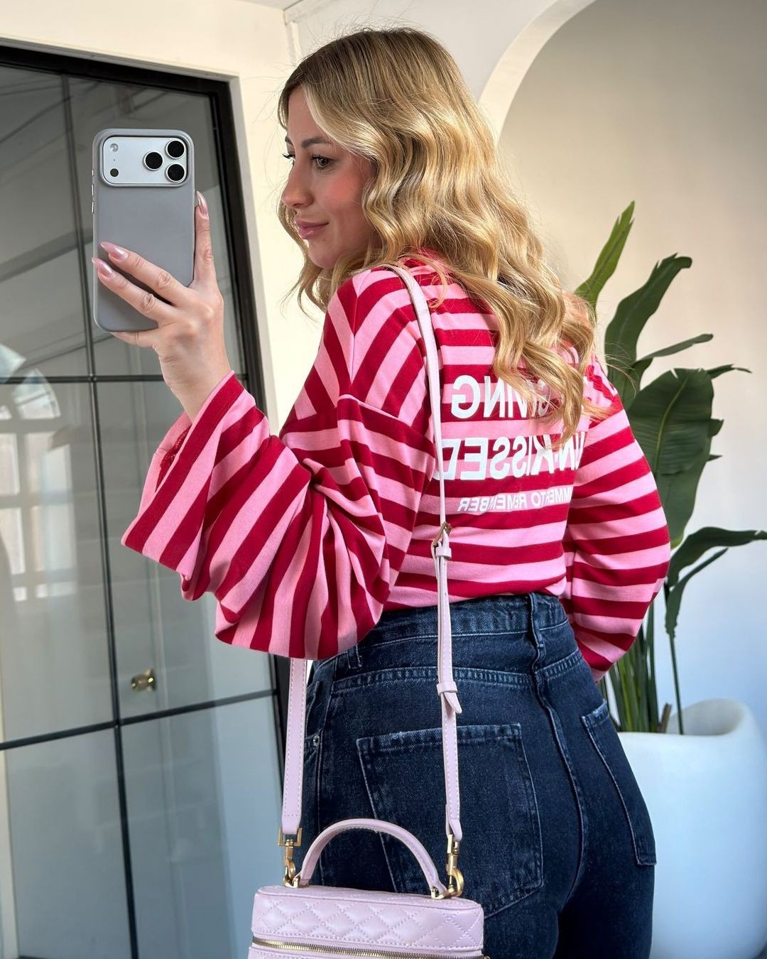 Casual Day Stripe Tee - Pink - back view