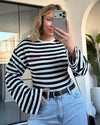 Casual Day Stripe Tee - Black - front view