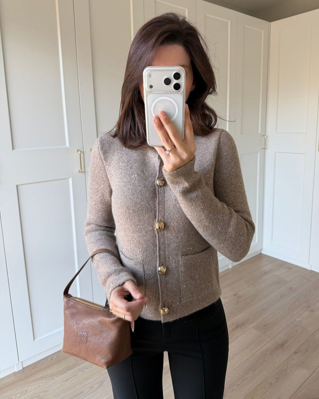 Champagne Dust Knit Cardigan - front view