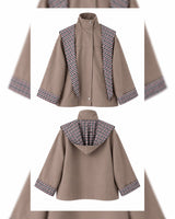 Check-Lined Hooded Jacket