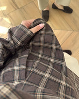 Cinched-Waist Plaid Shirt - Brown - detail