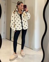 Cozy Polka Fleece Jacket - Off White - front view