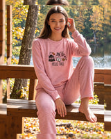 Cozy Season Soft Knit Pajama Set - Light Pink - front view