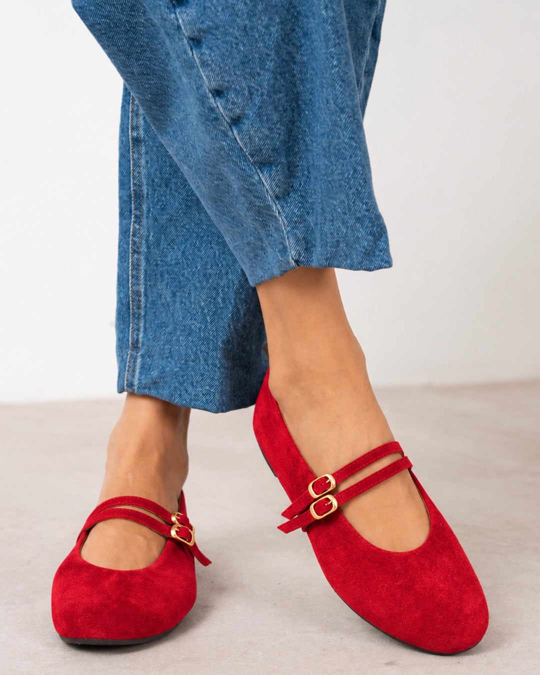 Double Charm Mary Janes - Red - three-quarter view
