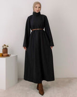 Dress + Belt - Black - front view
