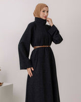 Dress + Belt - Black - three-quarter view