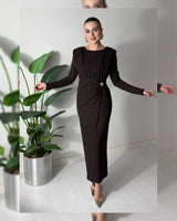 Sparkle Draped Waist Evening Dress