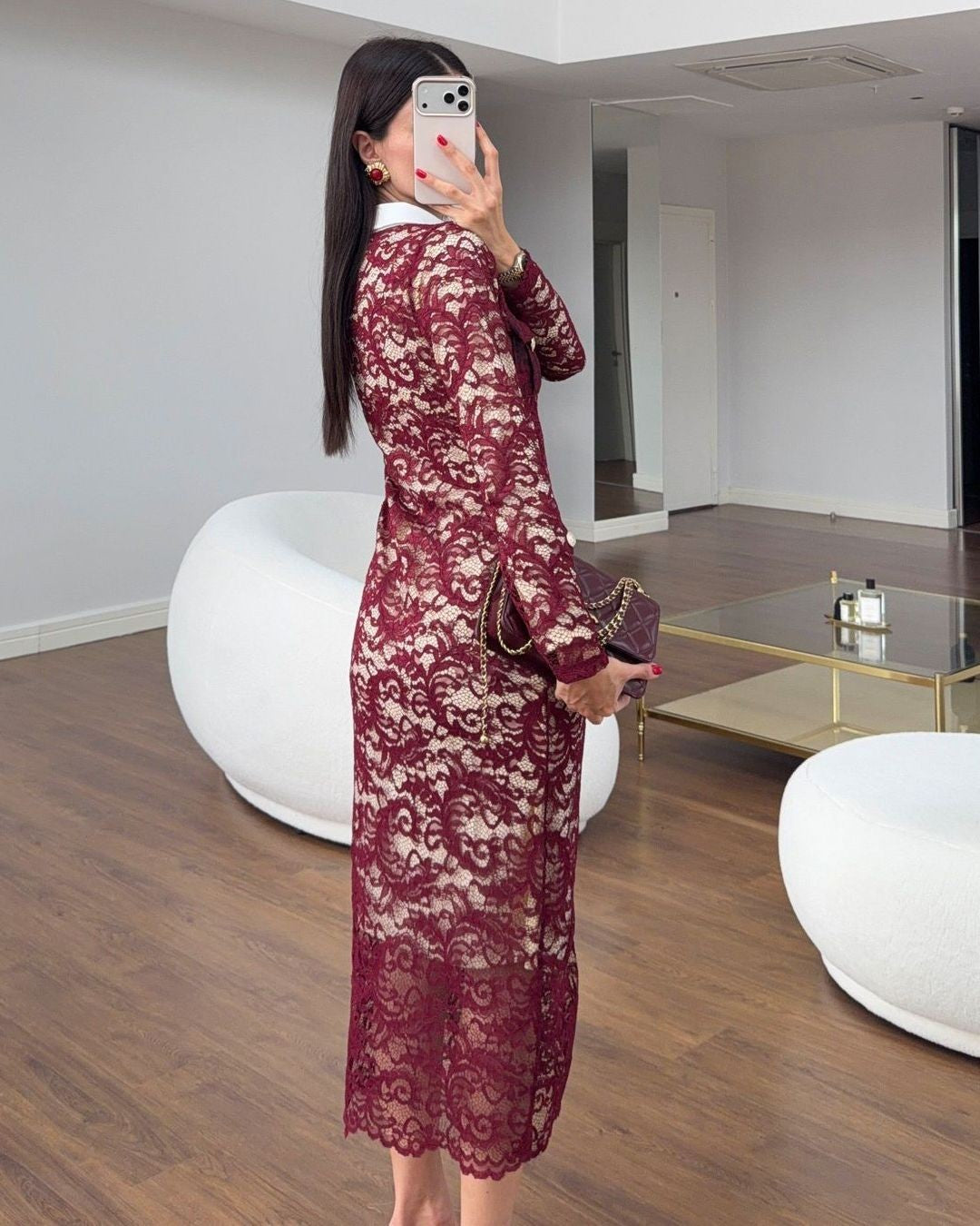 Dress - Burgundy - back view