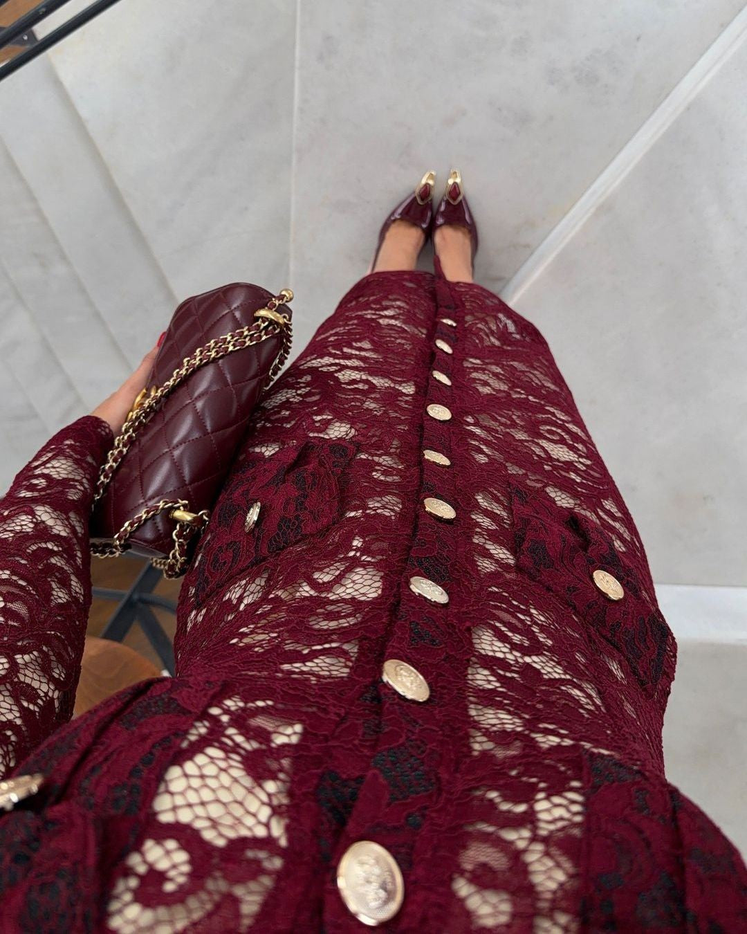 Dress - Burgundy - detail