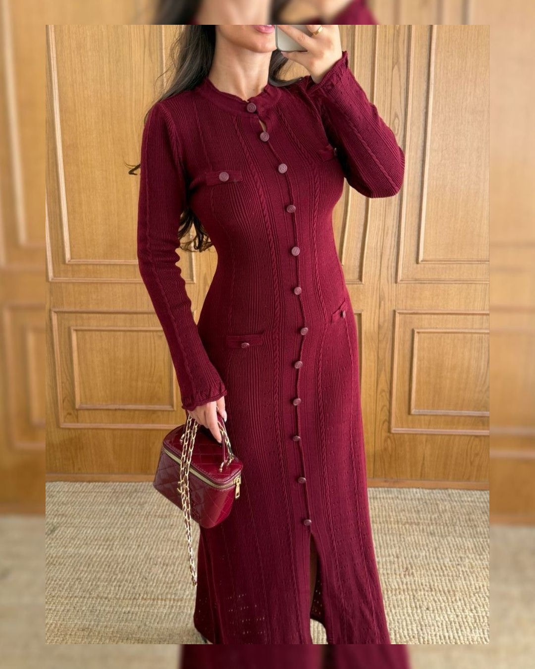 Dress - Burgundy - front view