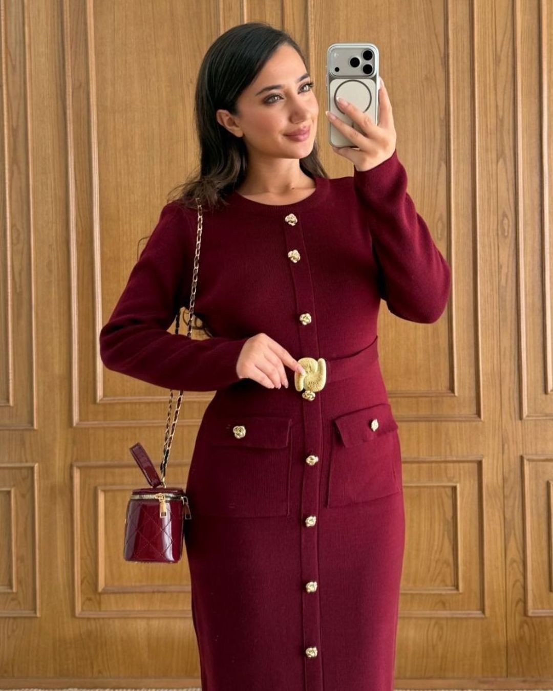 Dress - Burgundy - front view
