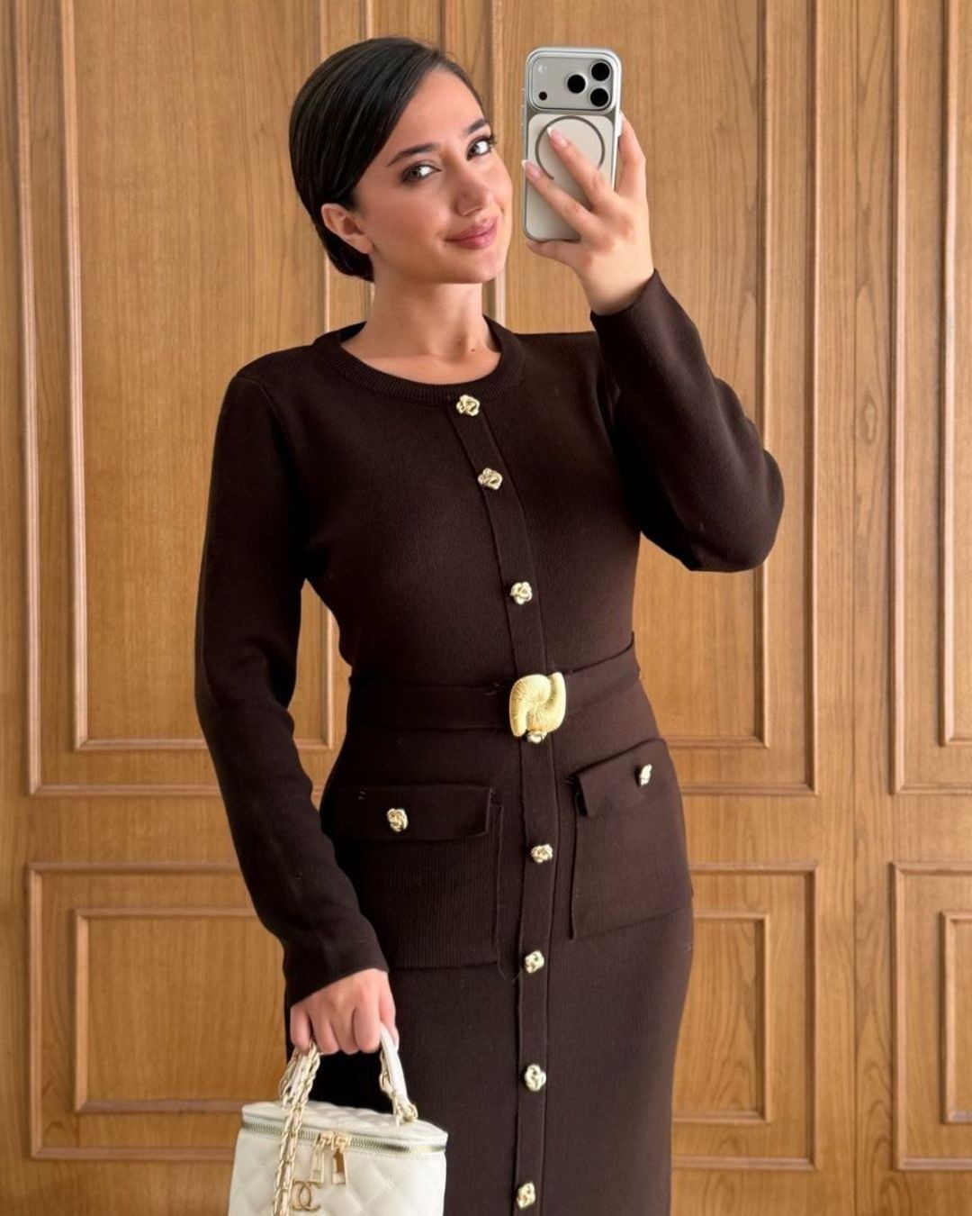 Dress - Brown - front view