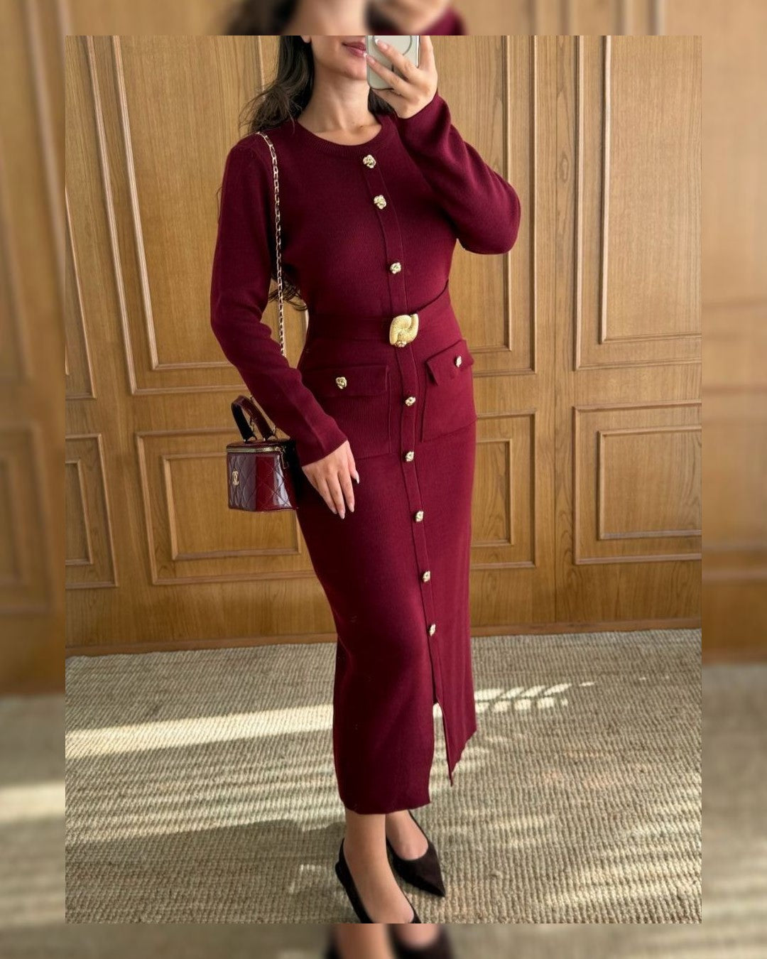 Dress - Burgundy - front view