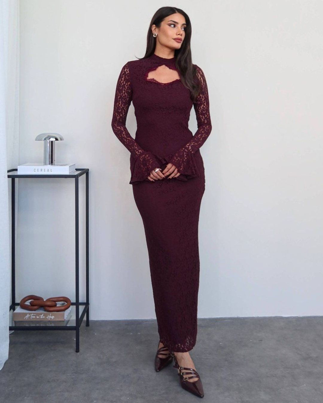 Dress - Burgundy - front view