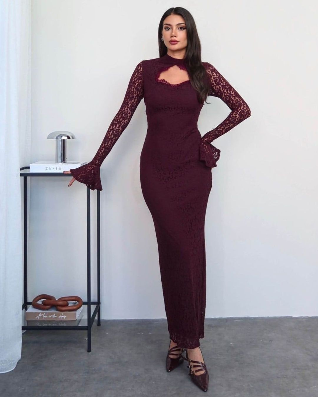Dress - Burgundy - front view