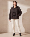 Espresso Plaid Wool-Blend Jacket - Dark Brown - front view