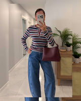 Fall Striped Top - front view