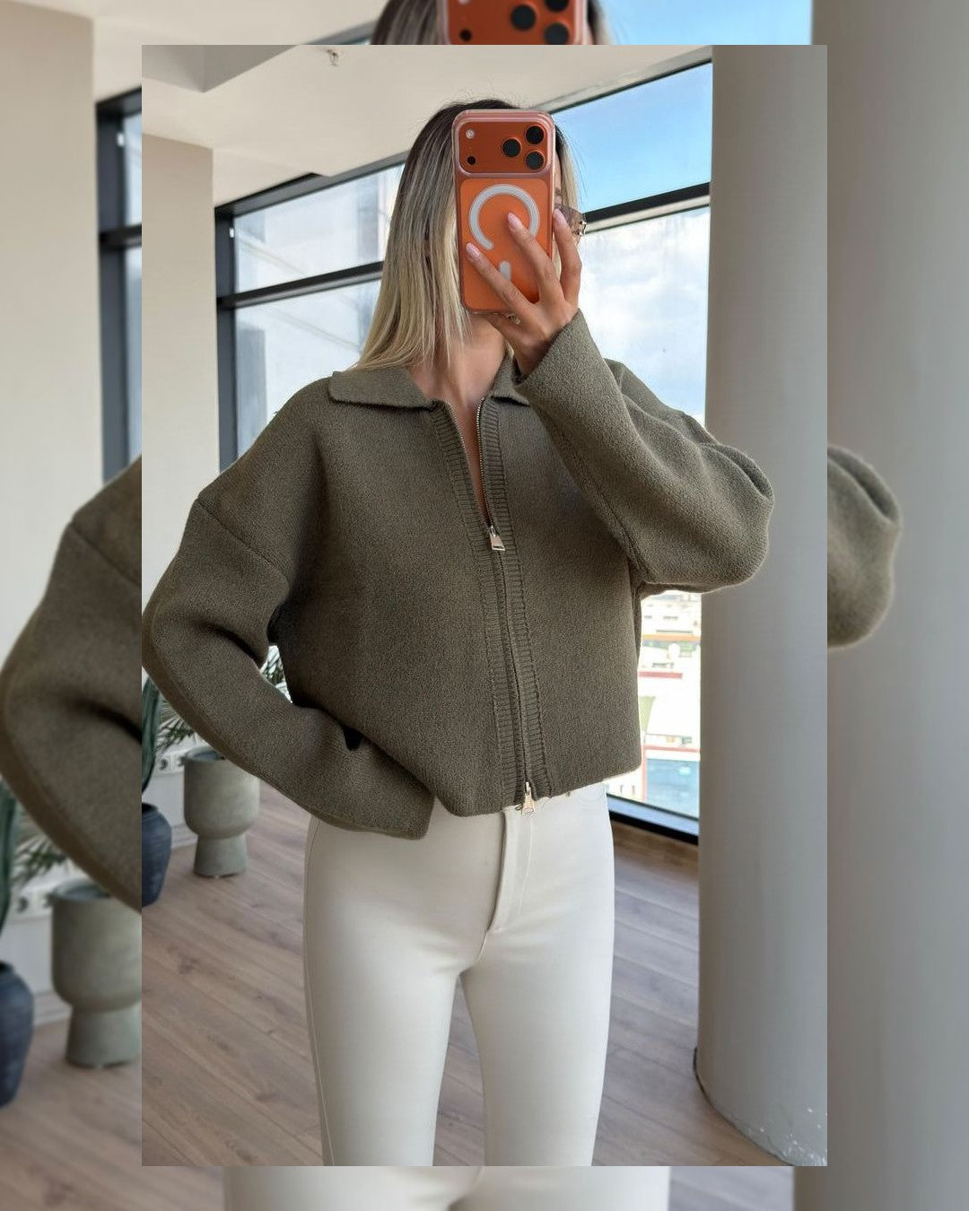 Fall Zip Up Cardigan - Zeti - front view