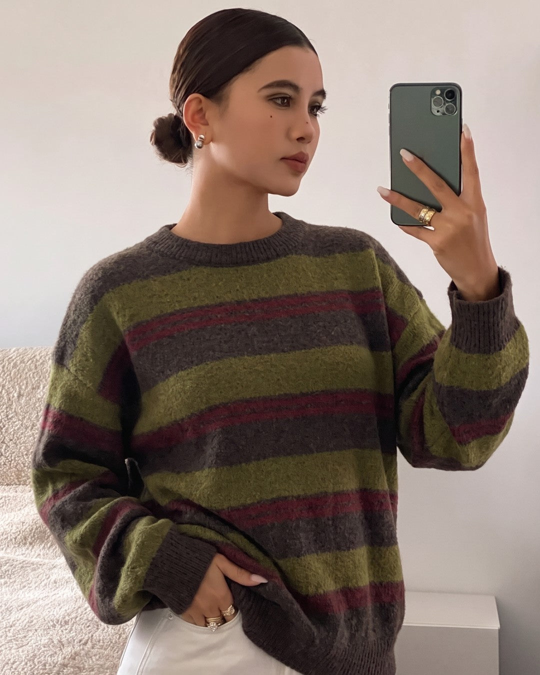 Fuzzy Striped Knit - Zeti - front view