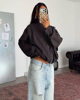 Grid Print Bomber Jacket