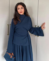 Heather Grey Wrap Set - Navy - front view
