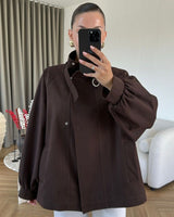 High Neck Must Have Trench + Belt - Brown - front view