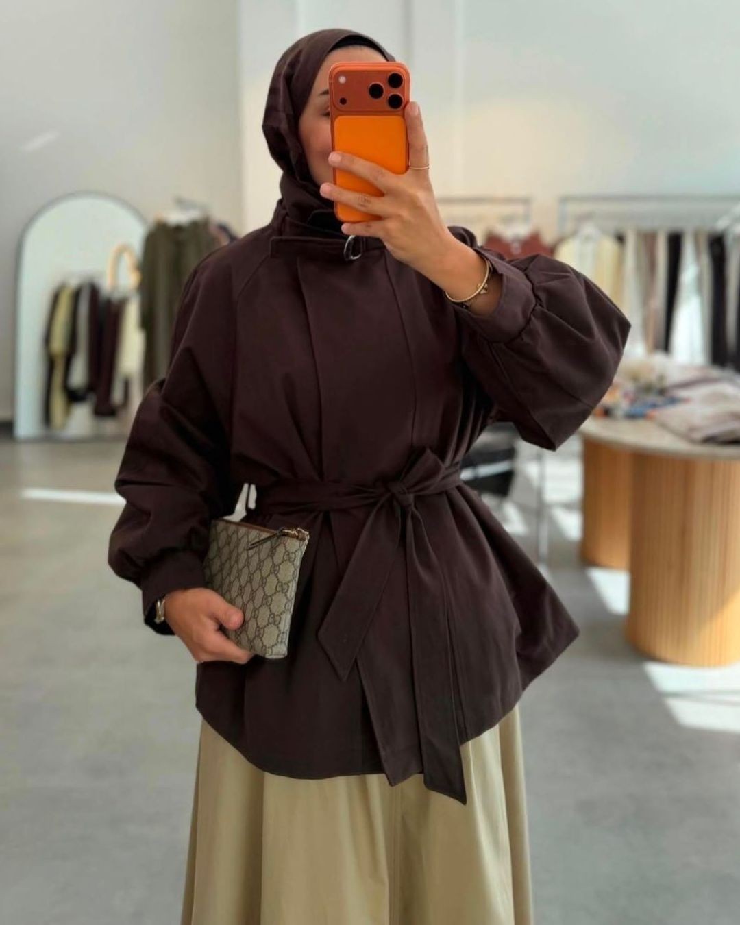 Jacket + Belt - Brown - front view