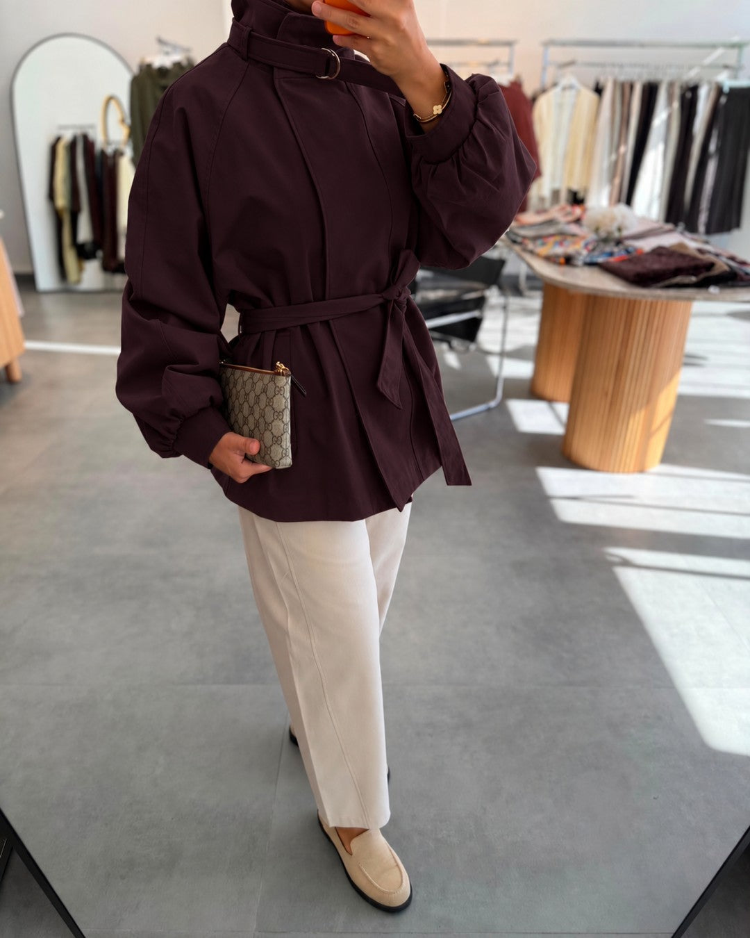 Jacket + Belt - Purple - three-quarter view